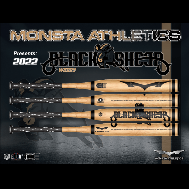 Clearance – Monsta Wood Grain Black Sheep LE 12.5″ USA Slowpitch Softball Bat: Endloaded 3 Clearance – Monsta Wood Grain Black Sheep LE 12.5″ USA Slowpitch Softball Bat: Endloaded