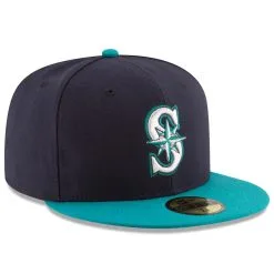 Men's Seattle Mariners New Era Navy/Aqua Alternate Authentic Collection On Field 59FIFTY Fitted Hat -Field Ready Shop aqua seattle mariners alternate authentic collection on field 59fifty fitted hat pi2659000 altimages ff 2659204alt3 full