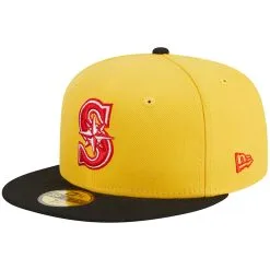 Men's Seattle Mariners New Era Yellow/Black Grilled 59FIFTY Fitted Hat -Field Ready Shop black seattle mariners grilled 59fifty fitted hat ss5 p 200006683pv 3u bvi139vpyint8ybvwesjv pzdipnvmerz6ubax7ruv