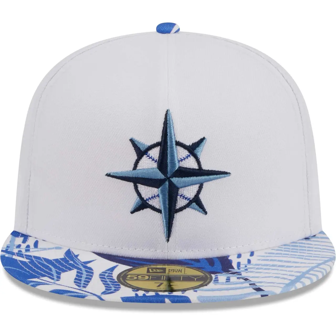 Men's Seattle Mariners New Era White/Blue Flamingo 59FIFTY Fitted Hat 4 Men's Seattle Mariners New Era White/Blue Flamingo 59FIFTY Fitted Hat - Image 2
