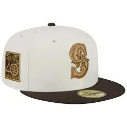 Men's Seattle Mariners New Era White/Brown 40th Team Anniversary 59FIFTY Fitted Hat