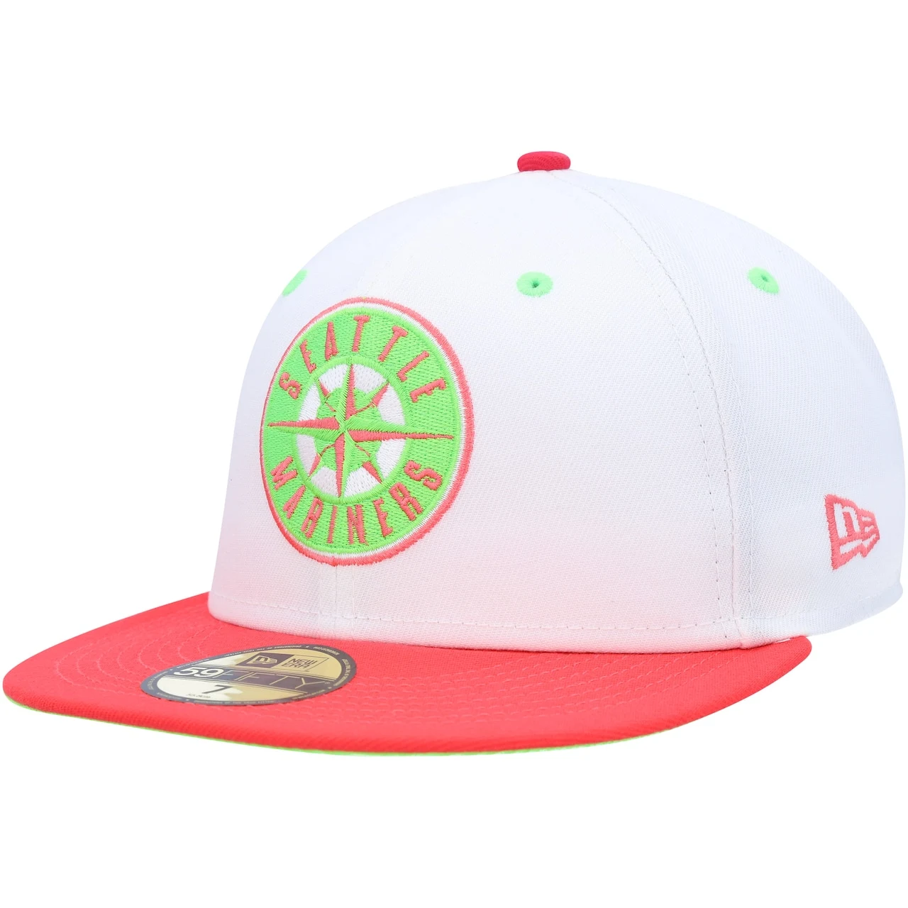 Men's Seattle Mariners New Era White/Coral 30th Anniversary Strawberry Lolli 59FIFTY Fitted Hat 5 Men's Seattle Mariners New Era White/Coral 30th Anniversary Strawberry Lolli 59FIFTY Fitted Hat - Image 3