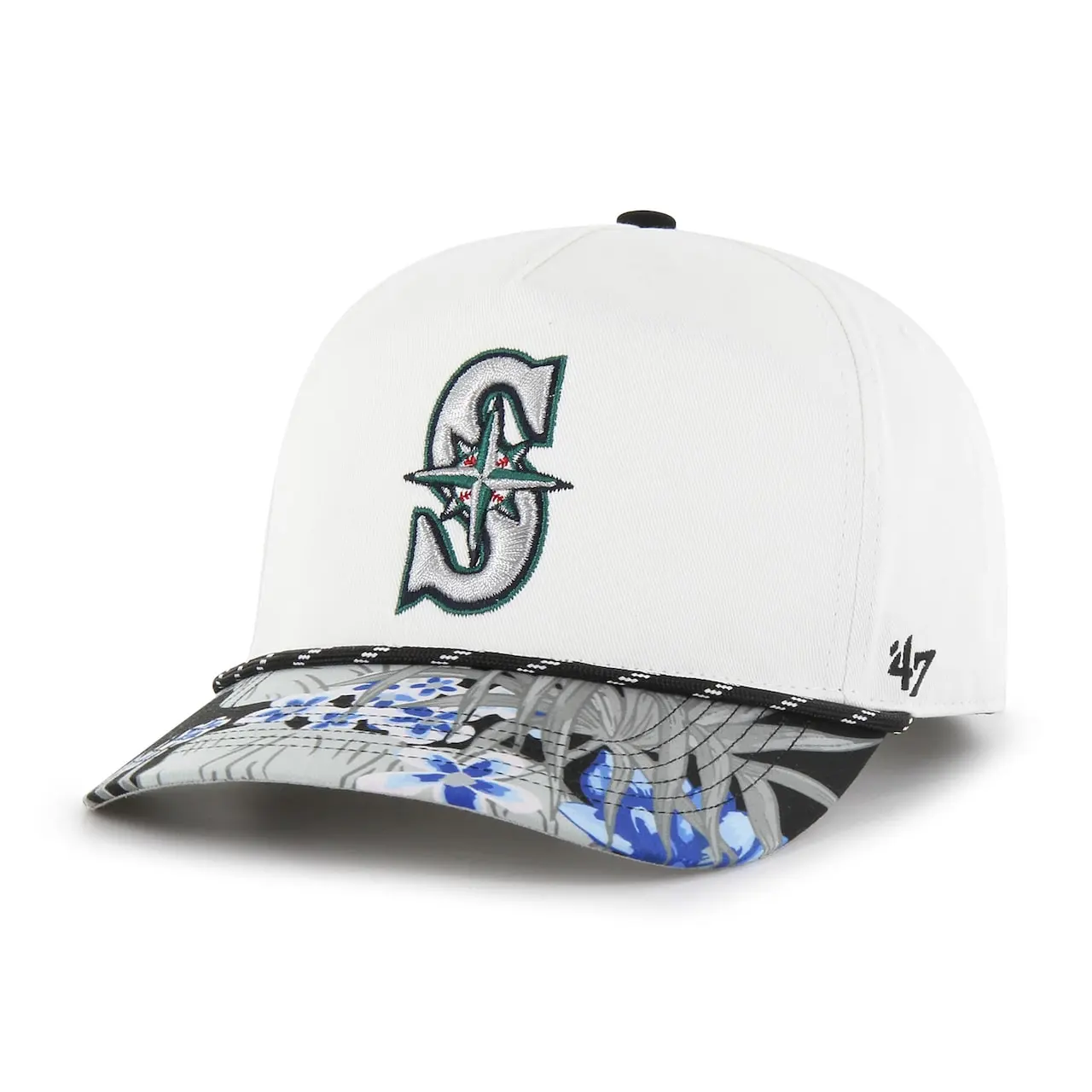 Men's Seattle Mariners '47 White Dark Tropic Hitch Snapback Hat 3 Men's Seattle Mariners '47 White Dark Tropic Hitch Snapback Hat