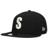 Men's Seattle Mariners New Era Black Cooperstown Collection Turn Back The Clock Steelheads 59FIFTY Fitted Hat