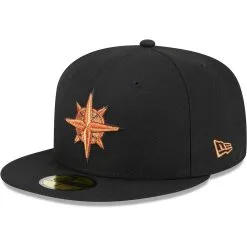 Men's Seattle Mariners New Era Black Metallic Pop 59FIFTY Fitted Hat