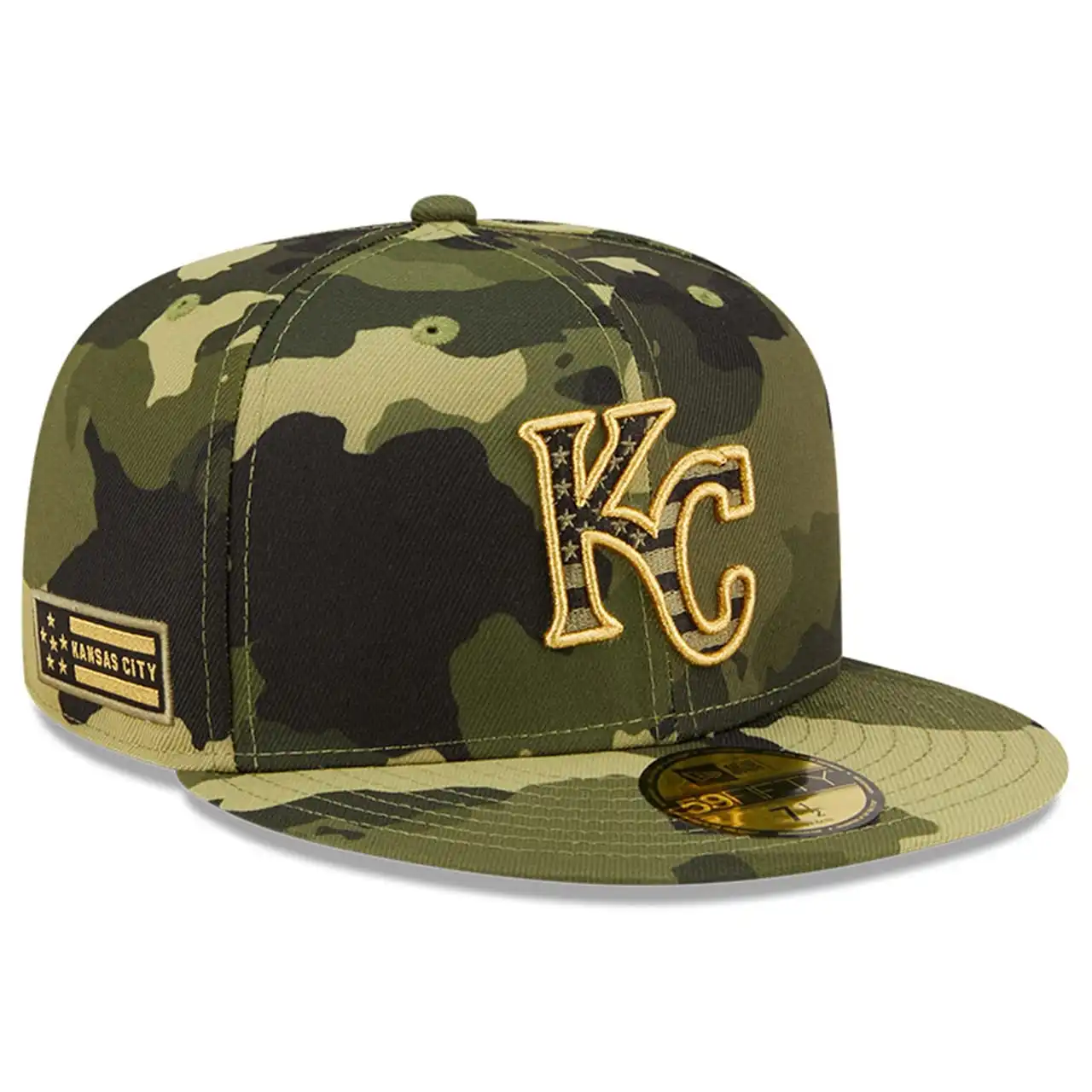 Men's Kansas City Royals New Era Camo 2022 Armed Forces Day On-Field 59FIFTY Fitted Hat 3 Men's Kansas City Royals New Era Camo 2022 Armed Forces Day On-Field 59FIFTY Fitted Hat
