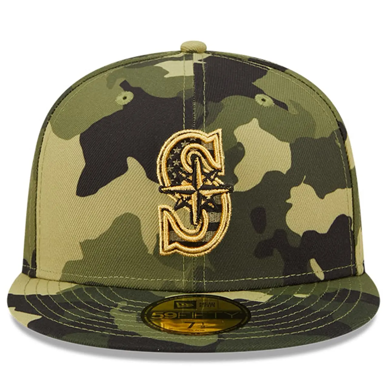 Men's Seattle Mariners New Era Camo 2022 Armed Forces Day On-Field 59FIFTY Fitted Hat 4 Men's Seattle Mariners New Era Camo 2022 Armed Forces Day On-Field 59FIFTY Fitted Hat - Image 2