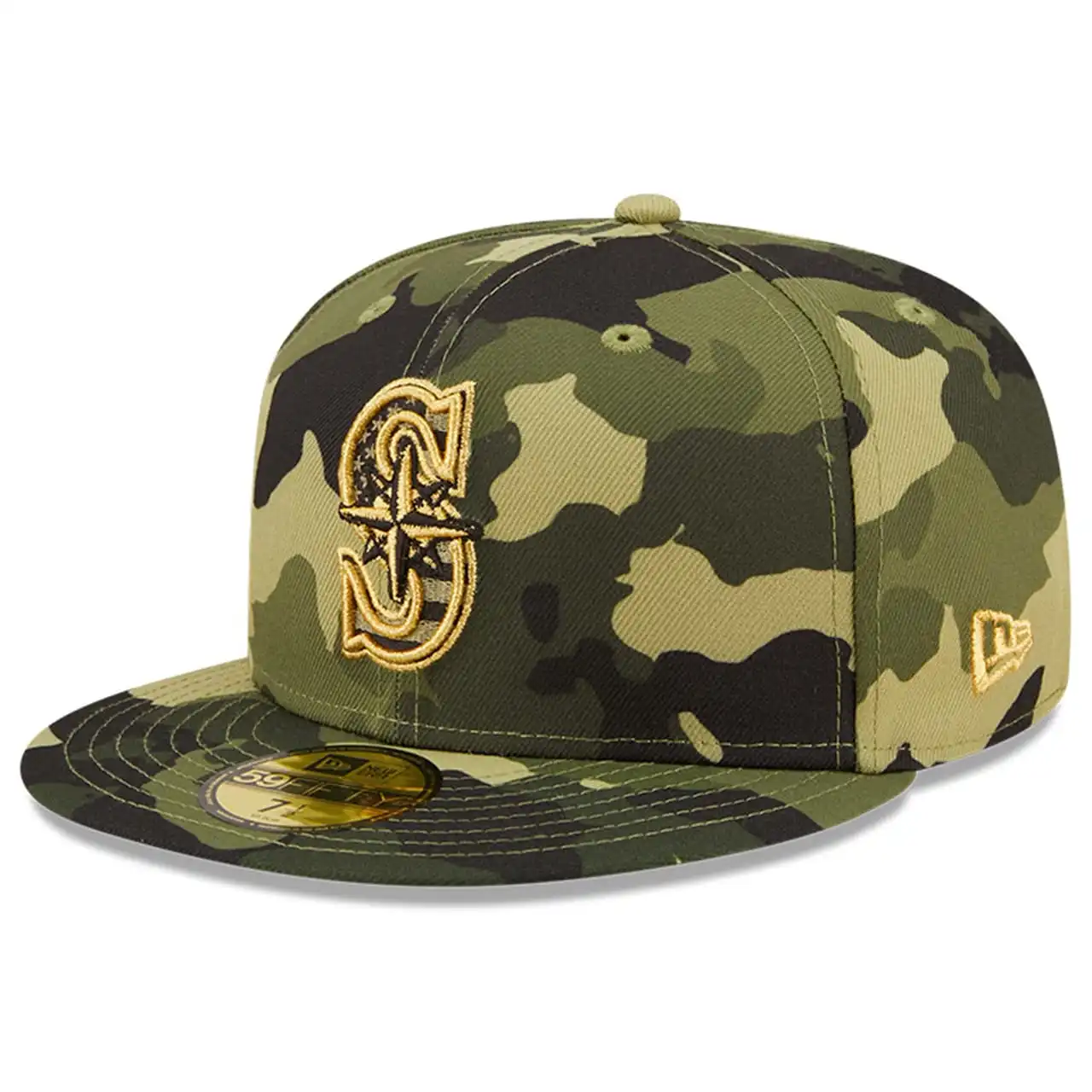 Men's Seattle Mariners New Era Camo 2022 Armed Forces Day On-Field 59FIFTY Fitted Hat 5 Men's Seattle Mariners New Era Camo 2022 Armed Forces Day On-Field 59FIFTY Fitted Hat - Image 3