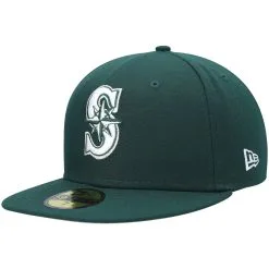 Men's Seattle Mariners New Era Green White Logo 59FIFTY Fitted Hat