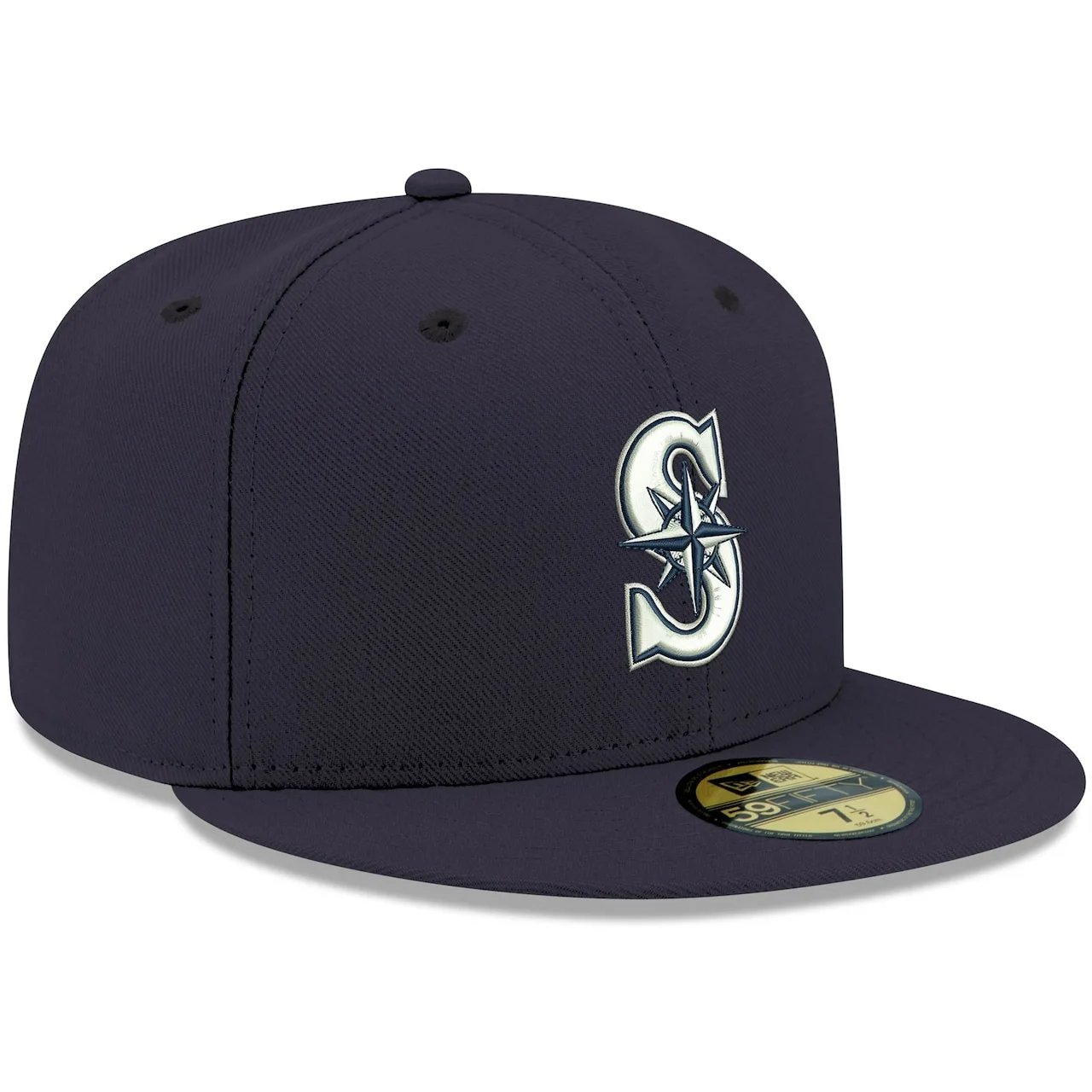 Men's Seattle Mariners New Era Navy White Logo 59FIFTY Fitted Hat 5 Men's Seattle Mariners New Era Navy White Logo 59FIFTY Fitted Hat - Image 3