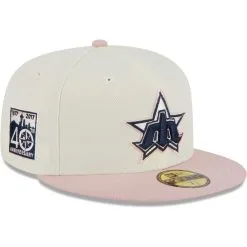 Men's Seattle Mariners New Era White/Pink Chrome Rogue 59FIFTY Fitted Hat