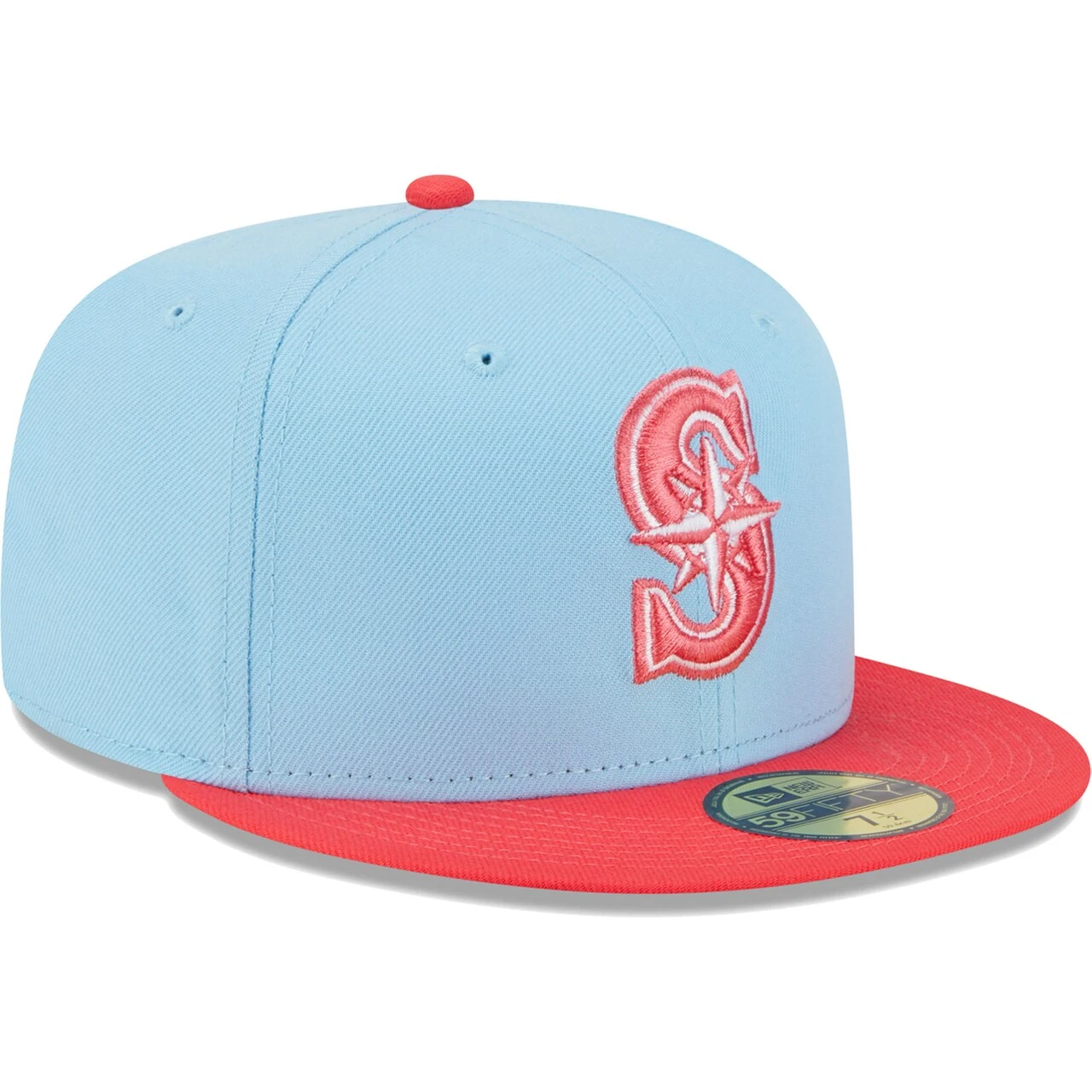 Men's Seattle Mariners New Era Light Blue/Red Spring Color Two-Tone 59FIFTY Fitted Hat 5 Men's Seattle Mariners New Era Light Blue/Red Spring Color Two-Tone 59FIFTY Fitted Hat - Image 3
