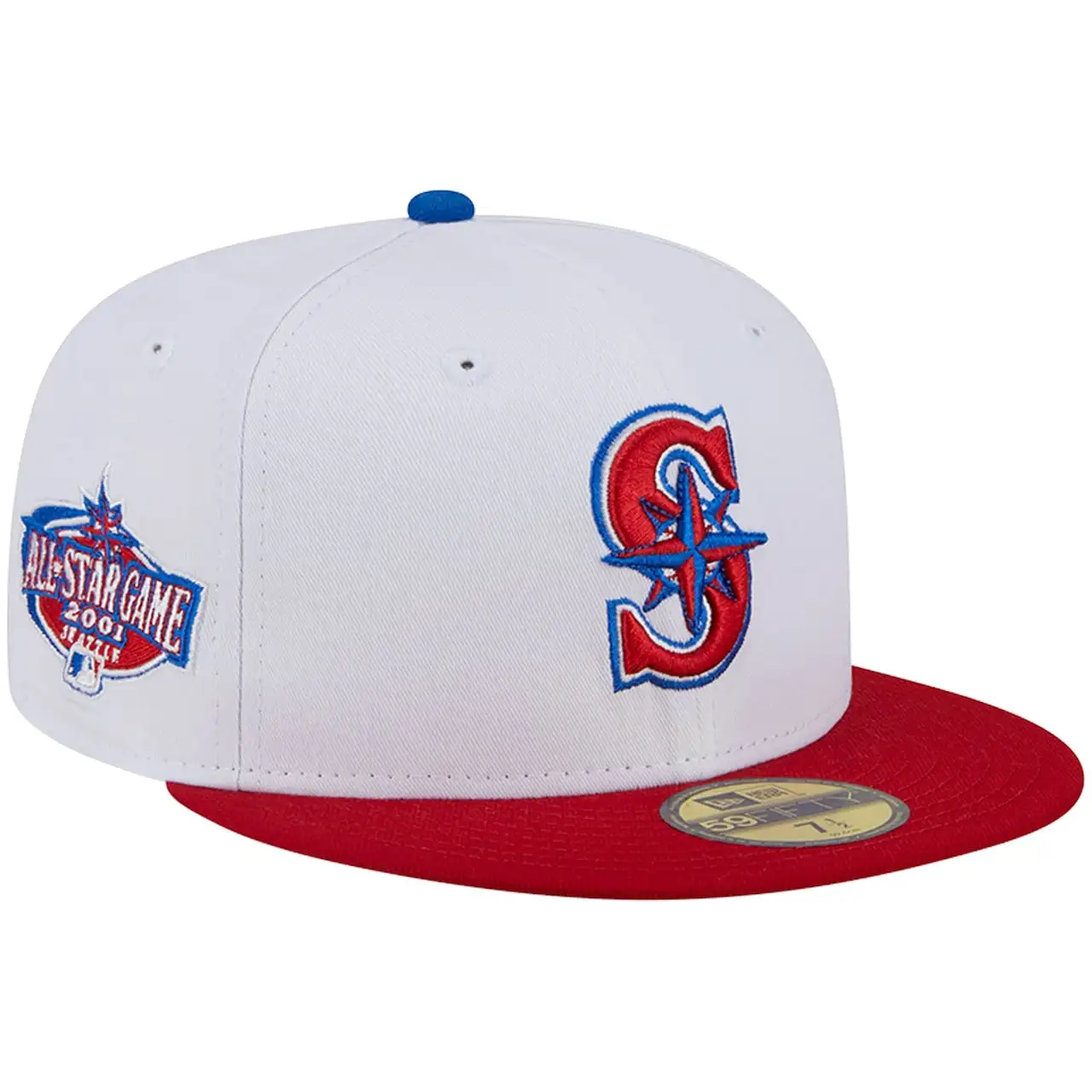 Men's Seattle Mariners New Era White/Red Undervisor 59FIFTY Fitted Hat 3 Men's Seattle Mariners New Era White/Red Undervisor 59FIFTY Fitted Hat