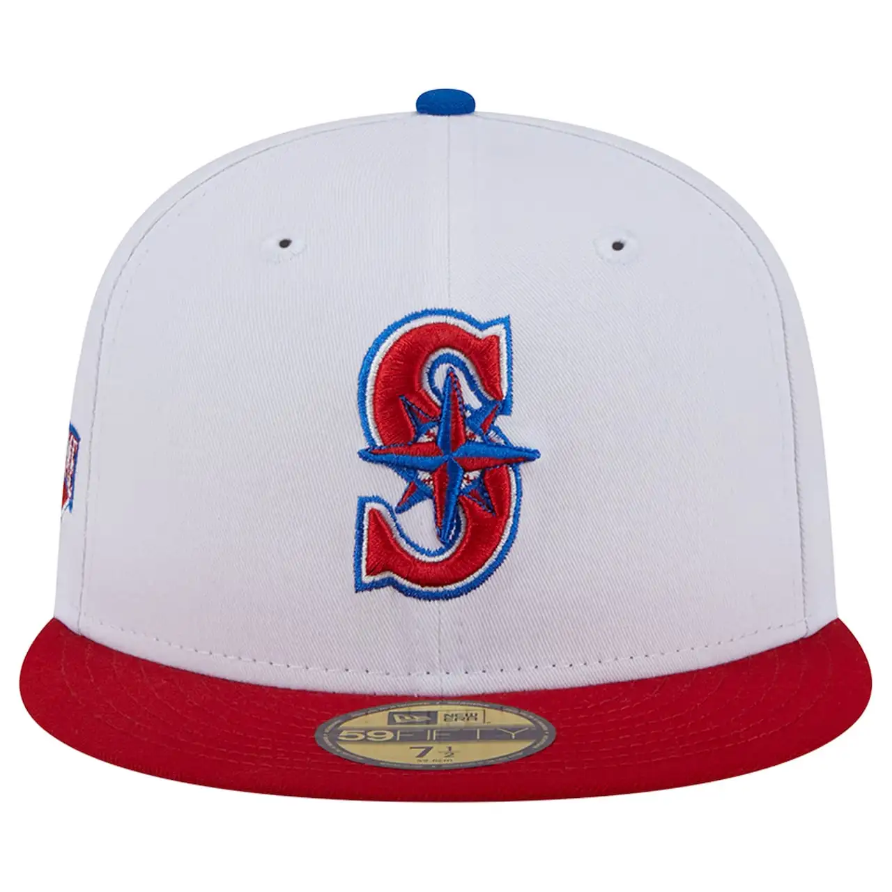 Men's Seattle Mariners New Era White/Red Undervisor 59FIFTY Fitted Hat 4 Men's Seattle Mariners New Era White/Red Undervisor 59FIFTY Fitted Hat - Image 2